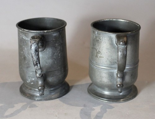 2 Mid-19th c. English 1/2 Pint Pewter Tankards (James Yakes & Board of Ipswich) - Picture 3 of 9