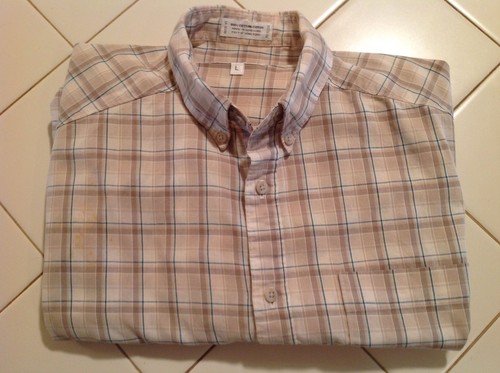CLAIRBORNE MEN'S LONG SLEEVE PLAID SHIRT. SIZE LARGE 100% COTTON - Picture 4 of 5