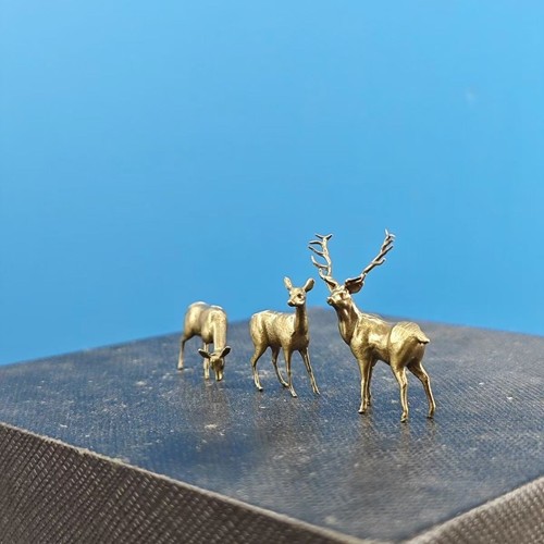 Copper Bonsai Suiseki Micro Landscape Decoration:three Deers - Picture 3 of 7