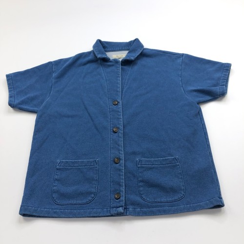 Madewell Indigo Terry Camp Small Knit Button Short Sleeve Blue MINT NF510