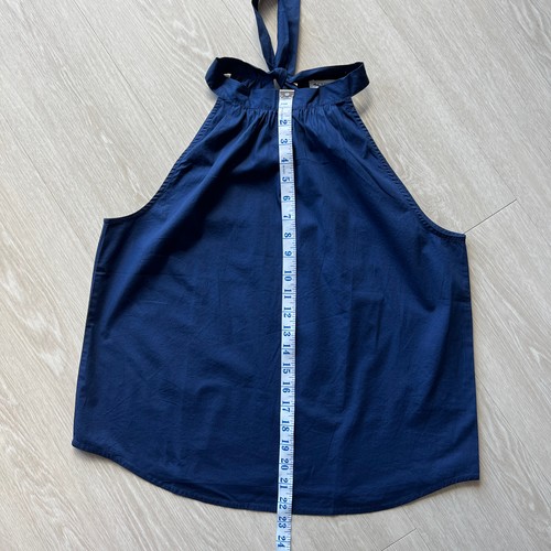 J Crew Factory Bow Back Halter Top Size Medium Blue Sleeveless - Picture 7 of 9