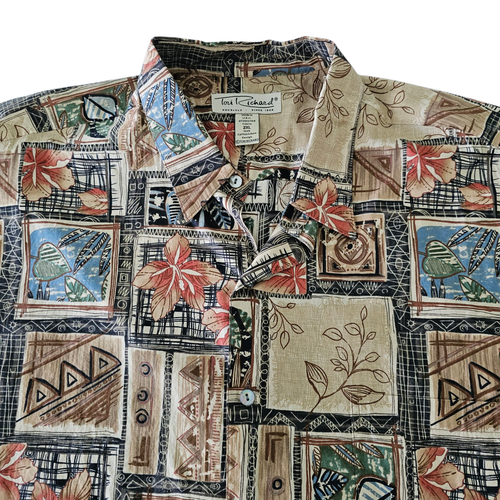 Tori Richard Men's Shirt Hawaiian Patchwork Short Sleeve Button Up Brown 2XL - 第 2/7 張圖片