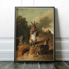Rabbits 1720 Francois Desportes Bunny Paintings Victorian Wall Art Poster Print