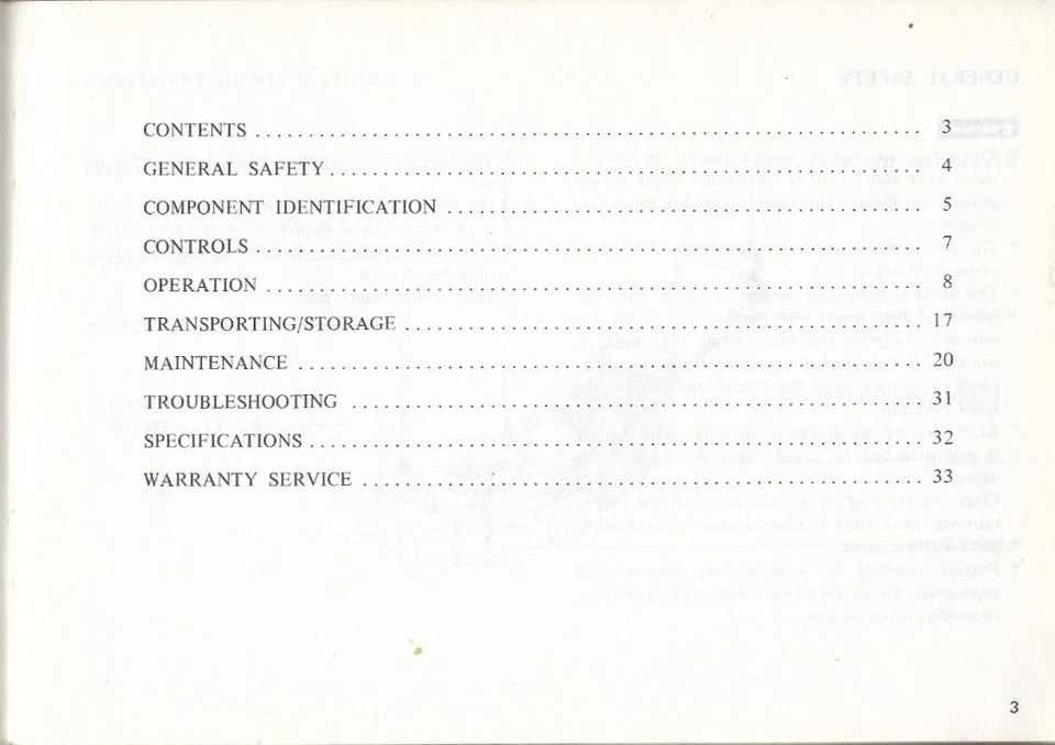 Роторная газонокосилка HONDA HR194 NO Руководство пользователя 31VA5000 Specifications 1983 - Изображение 2 из 3