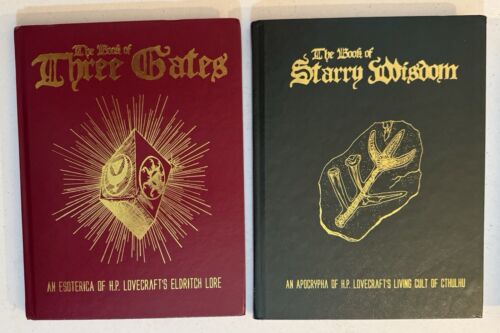 Two Hardcover Lovecraft Books Three Gates & Starry Wisdom Gold Foil Excellent