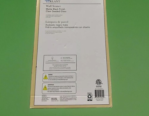 Allen Roth Berlant Wall Sconce Matte Black FinishClear Seeded Glass - Picture 6 of 6