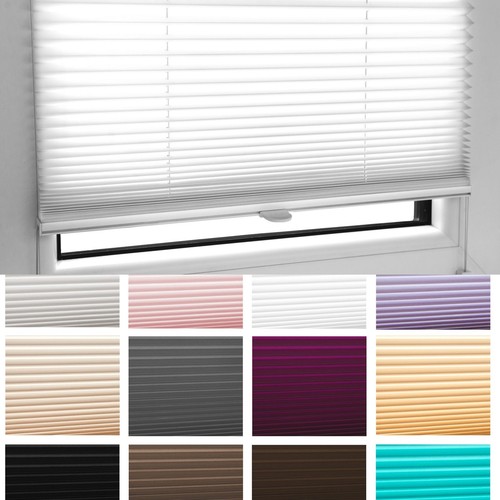 PLISSEE FALTROLLO INKL. KLEMMTRÄGER WEISS GRAU BEIGE SCHWARZ LILA  JALOUSIE SAND - Foto 1 di 10