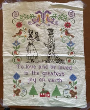 Amish Farmhouse Finished/Completed Cross Stitch Unframed Wall Art 17.5” x 13.5”