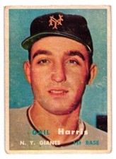 1957 Topps Baseball set MID SERIES #281 Gail Harris VG+/VG-EX New York Giants