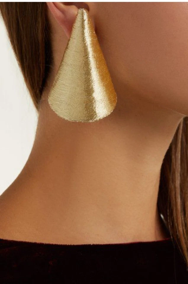 Серьги-клипсы треугольные Rebecca De Ravenel позолота Aida заявление 3 дюйма подпись мама - Изображение 2 из 4