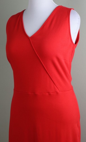 TALBOTS NWT $109 Solid Red Stretch V-Neck Flounce Casual Tank Dress Size XL - Picture 2 of 6