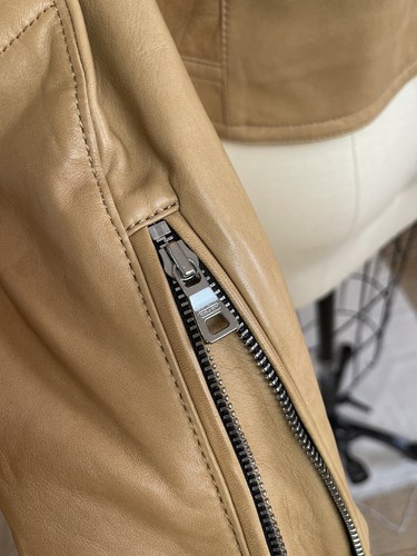 COACH / Camel Leather Quilted Moto Zipper Biker Motorcycle Jacket / S - Picture 19 of 21