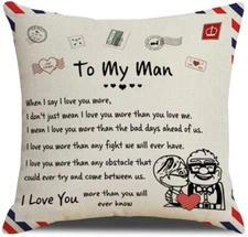 Best Husband Gifts from Wife To My Man Love-Themed Pillow Cover 18x18 Home Decor