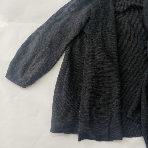 Eileen Fisher Women’s Medium 3/4 Sleeve Open Cardigan Sweater Hemp Black - Picture 5 of 6