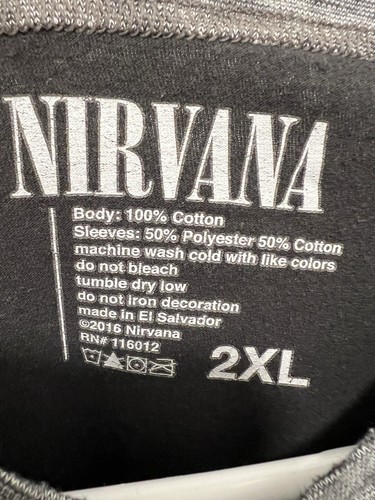 Nirvana Graphic T-Shirt T 3/4 Sleeve Cotton XL - Picture 2 of 5