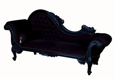 Large Matt Black French Ornate Boudior Chaise Longue ...