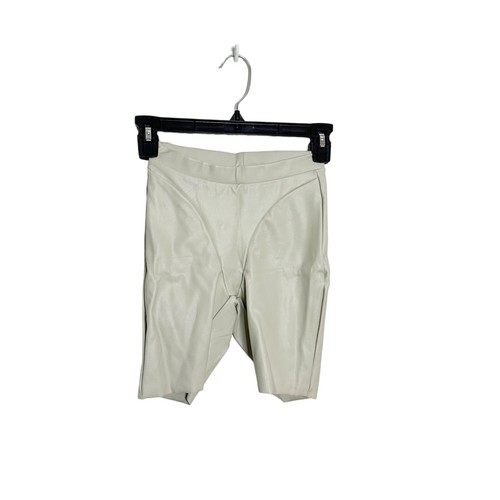 Skims Faux Leather Biker Shorts Pull On Short Shell Beige Size XXS NEW - Picture 2 of 6