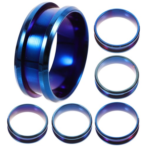 6Pcs Ring Core Blanks stainless steel finger rings grooved finger