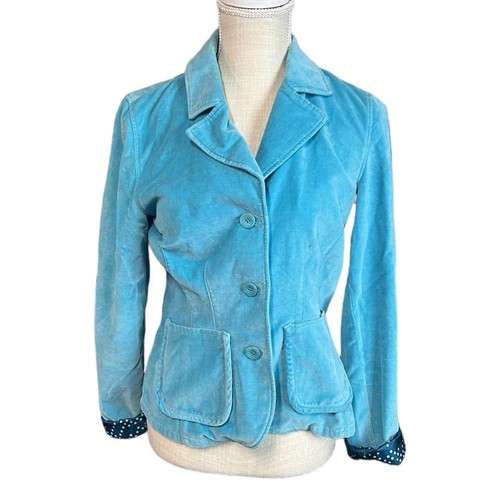 Sundance Long Sleeve Button Up Blazer Jacket Blue Velvet Womens Size 2 Retro - Bild 1 von 14
