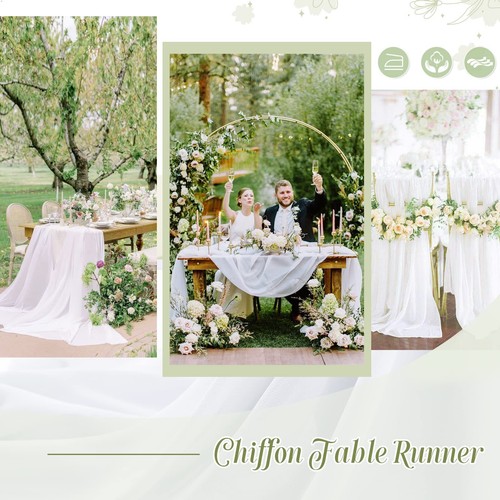 5 Pieces 10Ft Wedding Table Runner White Chiffon Table Runners Sheer Wedding ... - Picture 6 of 8