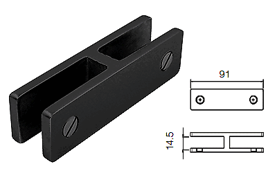 Abrazadera de refuerzo de vidrio CRL GBC180MBL negra mate 180 grados - Imagen 2 de 3