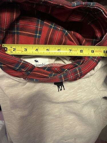 Abecrombie Kids 9/10 Red Flannel Gey Hoodie Sweatshirts pre owd - Picture 9 of 13