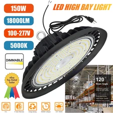 150W UFO LED Industrial High Bay Light for Warehouse with 24,000 Lumens,Dimmable