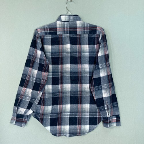 Boys VTG Flannel Long Sleeve Shirt Plaid Size 18 Teen 70s 80s Sanforized Blue - Picture 7 of 8