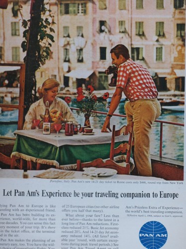 Anuncio impreso original vintage 1966 PAN AM Portofino Italia 8,5 x 11" - Imagen 6 de 6