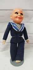 Vintage Handmade Navy Sailor Plastic Head Soft Body Doll 10" B1