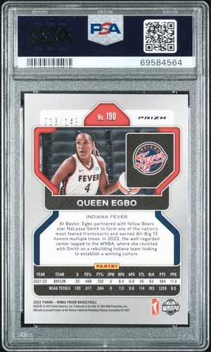 2022 Panini WNBA Rookie Queen Egbo Blue Prizm /149 PSA 9 - POP 1 - None Higher!! - Picture 2 of 3