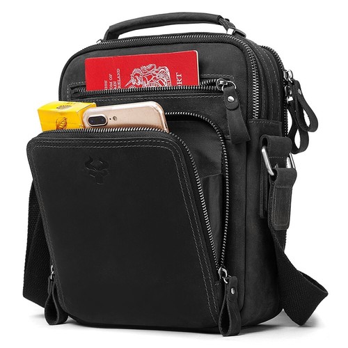 Genuine Leather Men's Shoulder Bag Vintage Cross Bags Large Male Messenger Tote - Picture 27 of 60