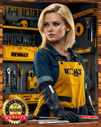 DeWalt - Tool Girl - Pinup - restauriert - Blechschild 11 x 14 - Bild 1 von 4