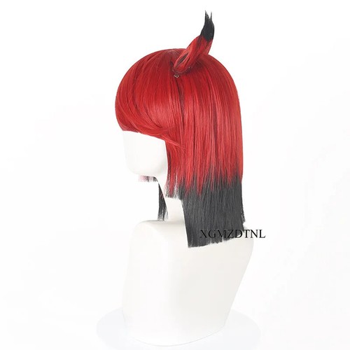 Parrucca cosplay Hazbin Cos Hotel ALASTOR rossa neri oggetti di scena demone - Foto 4 di 16