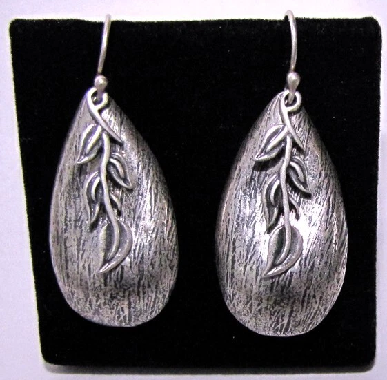 Vintage SILPADA Earrings Sterling Silver Ivy Teardrop Drop Dangle Pierced