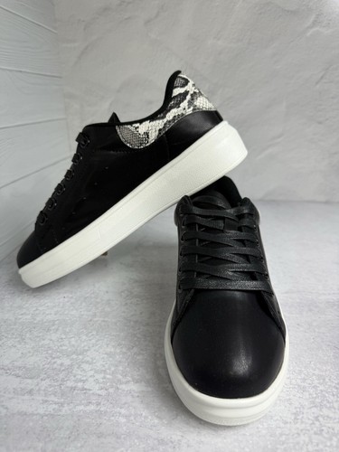 Seven7 Miki niedrige schwarze Plateau-Schnürsneaker mit Schlangenleder Größe 7 - Bild 14 von 14