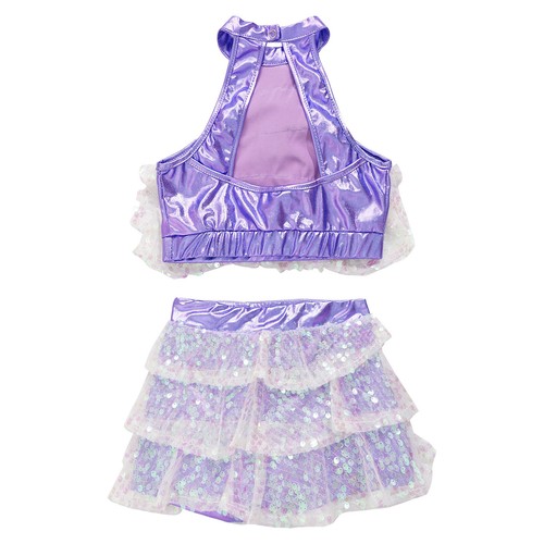 A Girls Shiny Sequins Latin Jazz Leotard Performance Dance Tutu Dress,Costume - Picture 168 of 182