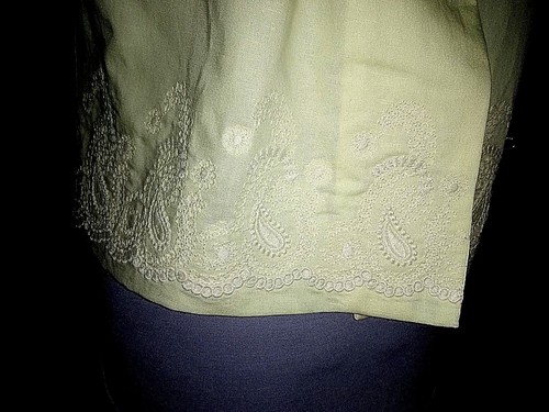 Doki-Geki YELLOW Lined Embroidered Linen Short-sleeve CROPPED JACKET ~ Size M - Picture 2 of 4