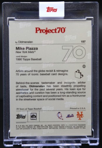 2021 Topps Project 70 MIKE PIAZZA #197 1990 by Oldmanalan PR /1,471 Mets ⚾️ 🇺🇸 - Picture 4 of 8