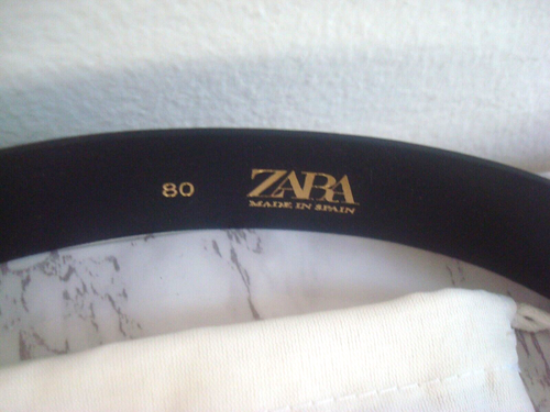 NWT Zara Black Leather Women’s  Belt - Size 80  US Size 30 Golden Buckle - Picture 2 of 8