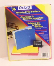 OXFORD Color File Folders Letter Size 1/3-Cut Tabs 36 Pack # 40363 NEW