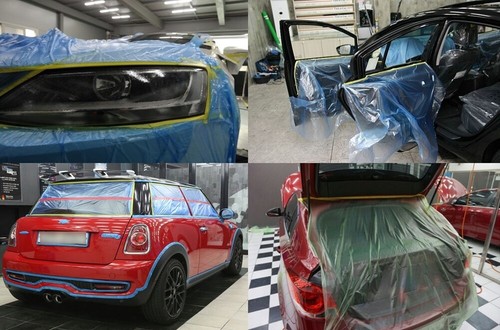 3M Pre taped Masking Paper - Painters Plastic Sheeting Paint Tape for Auto body - Picture 5 of 12