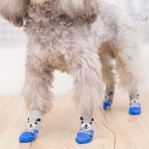 Anti Slip Dog Socks 2 Pairs Dog Grip Socks Pet Paw Protector for Small Dogs M - Bild 2 von 7