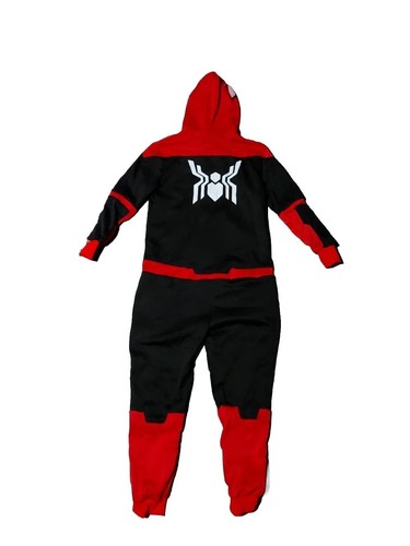 (UK - M) Spider-Man Pyjamas Lounge Jumpsuit Costume In Red & Black (40" Short) - Picture 3 of 5