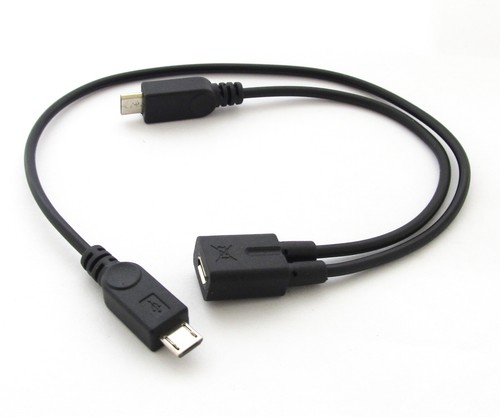 Adaptador divisor micro USB cable Y 1 hembra a 2 macho cable 1 datos 1 cable de alimentación - Imagen 4 de 5