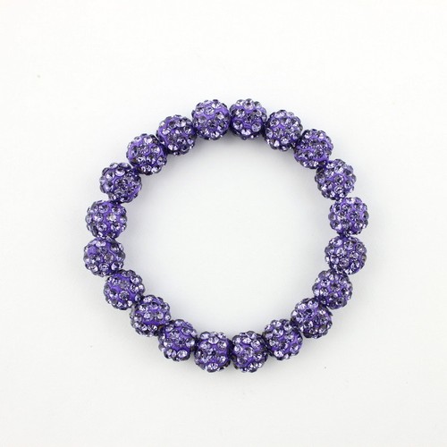 10mm Crystal Pave Disco Ball Shamballa Beads Stretch Bracelets for Women Jewelry - Picture 11 of 30