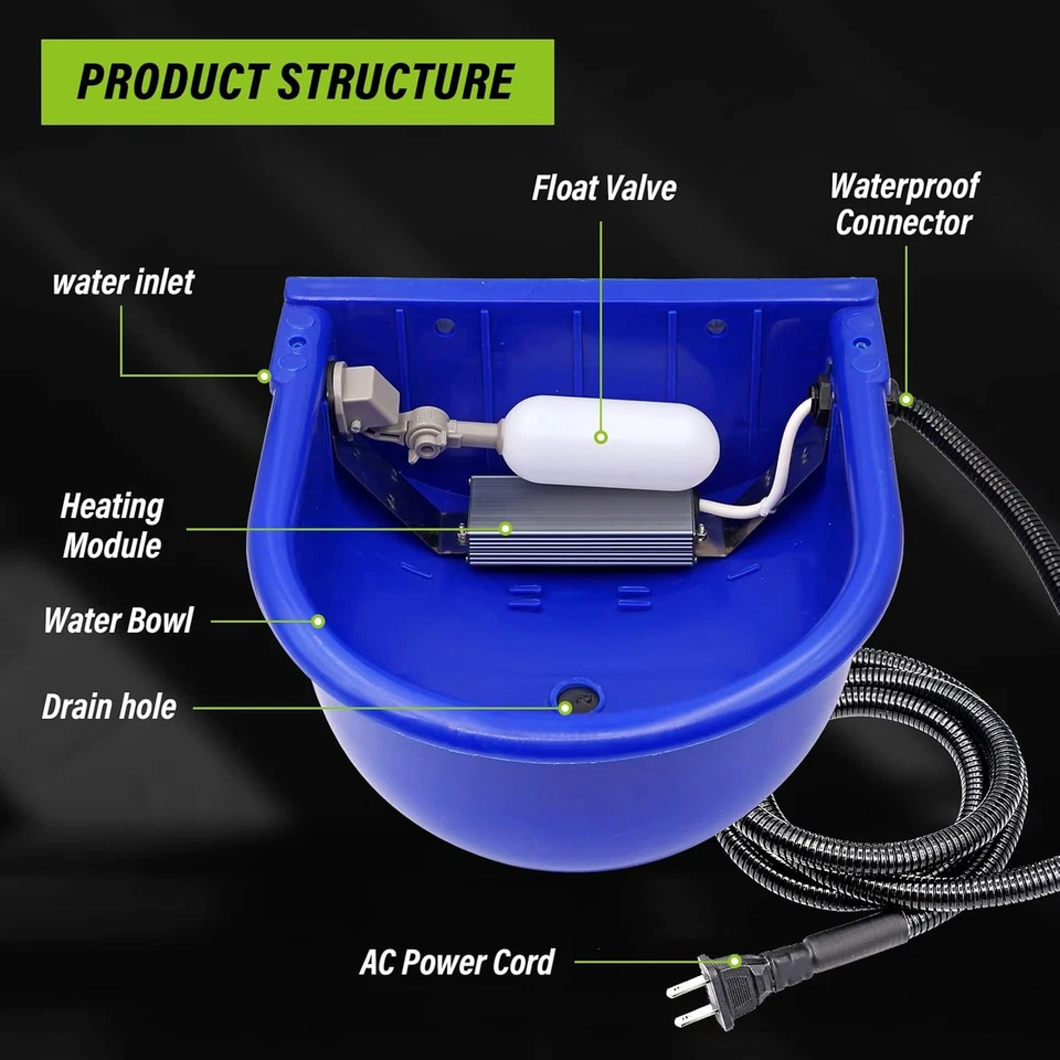 Tazón de agua automático con calefacción para perros 4L gran capacidad riego para ganado al aire libre mascotas Foto 4 de 4