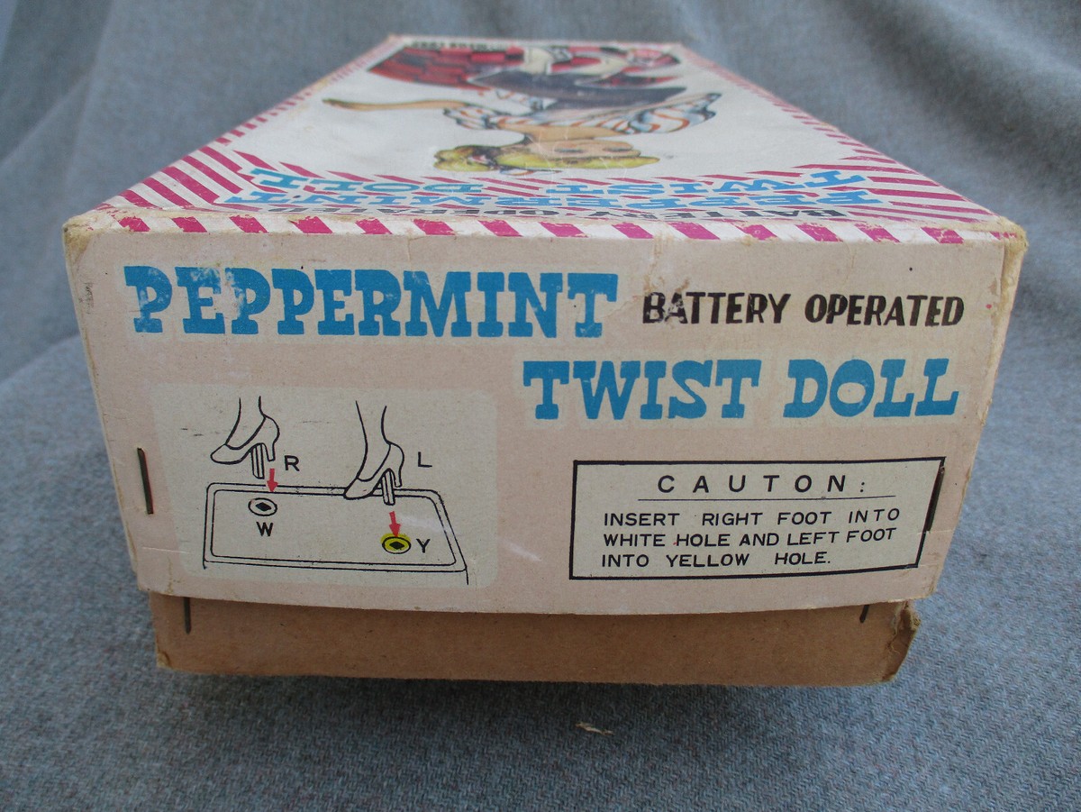 VTG 1960s JAPAN BATTERY OPERATED TOY PEPPERMINT TWIST DOLL VTG 1960s JAPAN BATTERY OPERATED TOY PEPPERMINT TWIST DOLL