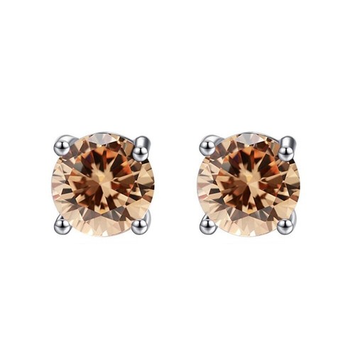 14K Solid White Gold 4mm Round Birthstone Stud Earrings with screw back - Picture 13 of 19