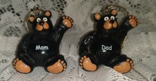 Pair of Black Bear Hanging Christmas Ornaments Mom Dad Any Occasion
